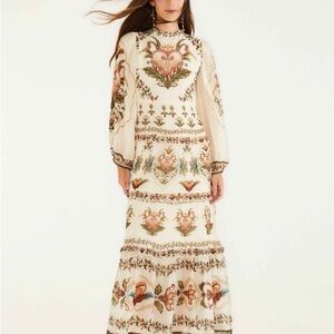 FARM Rio Cream Majestic Hearts Maxi Dress